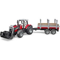 bruder Traktor Massey Ferguson 7480 mit Frontlader und Holztransportanhänger 2046 Spielzeugauto bruder Traktor Massey Ferguson 7480 mit Frontlader und Holztransportanhänger 2046 Spielzeugauto von Bruder