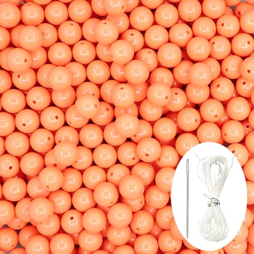70 Stück orangefarbene runde Acrylperlen, glatte Kunststoff-Abstandshalter-Perlen-Set mit Perlennadel und 3,5 m elastischer Schnur für Schmuckherstellung, Armbänder, Halsketten, Ohrringe, Bastelbedarf 70 Stück orangefarbene runde Acrylperlen, glatte Kunststoff-Abstandshalter-Perlen-Set mit Perlennadel und 3,5 m elastischer Schnur für Schmuckherstellung, Armbänder, Halsketten, Ohrringe, Bastelbedarf von Brueyart