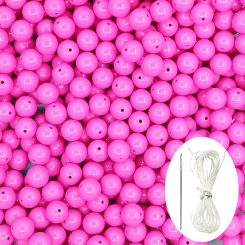 70 Stück rosarote runde Acrylperlen, glatte Kunststoff-Abstandshalter-Perlen-Set mit Perlennadel und 3,5 m elastischer Schnur für Schmuckherstellung, Armbänder, Halsketten, Ohrringe, Bastelbedarf – 16 70 Stück rosarote runde Acrylperlen, glatte Kunststoff-Abstandshalter-Perlen-Set mit Perlennadel und 3,5 m elastischer Schnur für Schmuckherstellung, Armbänder, Halsketten, Ohrringe, Bastelbedarf – 16 von Brueyart