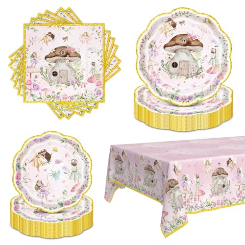 Fairy Party Decorations Tableware Set, 61PCS Fairy Garden Birthday Plates Napkins and Tablecloth, Fairy First Birthday Decorations for Girls, Enchanted Forest Party Supplies, Serves 20 Guests Fairy Party Decorations Tableware Set, 61PCS Fairy Garden Birthday Plates Napkins and Tablecloth, Fairy First Birthday Decorations for Girls, Enchanted Forest Party Supplies, Serves 20 Guests von BruinBang