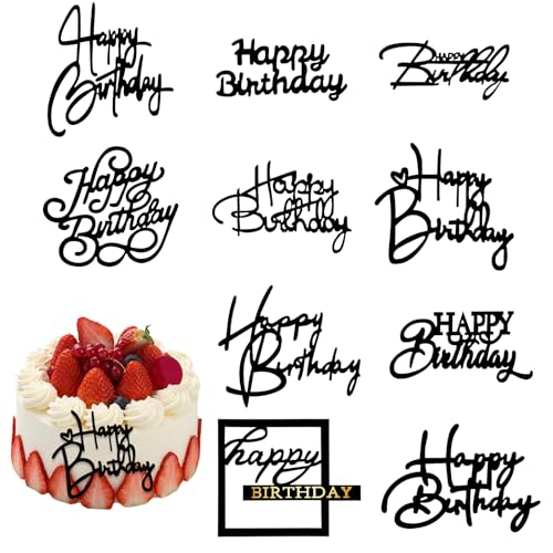 10 Stück Schwarz Happy Birthday Tortendeko Set, Personalisiert Tortendeko Happy Birthday Für Männer Frauen Geburtstag Kuchen Party Dekorationen Zubehör 10 Stück Schwarz Happy Birthday Tortendeko Set, Personalisiert Tortendeko Happy Birthday Für Männer Frauen Geburtstag Kuchen Party Dekorationen Zubehör von Bruislard