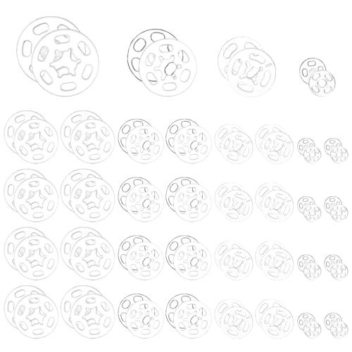 120 Paar Druckknöpfe zum Annähen, Kunststoff Unsichtbare Transparent Druckknopf für DIY Nähen von Kleidung Kleidern Hemden(7, 12, 15, 18 mm) von Bruislard