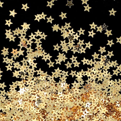 40 g goldener kleiner Stern zum Aufnähen von Pailletten, Stern-Konfetti, Mini-Sterne, Pailletten, Tischkonfetti, Metallfolie, Sterne, 6 mm, zum Nähen von Puppen, Schmuckherstellung, Handwerk, Party 40 g goldener kleiner Stern zum Aufnähen von Pailletten, Stern-Konfetti, Mini-Sterne, Pailletten, Tischkonfetti, Metallfolie, Sterne, 6 mm, zum Nähen von Puppen, Schmuckherstellung, Handwerk, Party von Bruislard