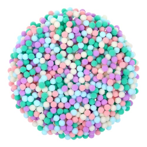 Bruislard 1 cm Pompons,1000 Stück Bunte Pompons zum Basteln, Mini Filzkugeln, Klein Bastel Pompoms für Lustige DIY Kreative Handwerk, Partydekoration, Feine Haar-Accessoires(Pastellfarben) von Bruislard