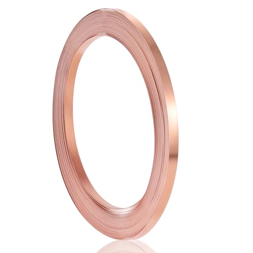 Flacher Basteldraht, flach, reiner Kupferdraht, 3 mm breit, 32 Gauge, flache Lünettendrähte für DIY Lünette, Modellierung, Schmuck, Handwerk, 50 m von Bruislard