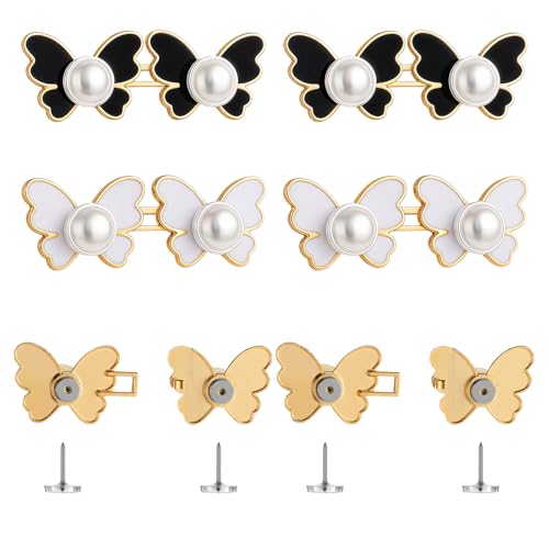 Hosen-Taillenstraffer, verstellbarer Hosen-Taillenstraffer, Knopf, abnehmbare Jeansknöpfe, Schmetterlings-Taillenstraffer, dekorative Taillenschnallen, kein Nähen und kein Werkzeug, 4 Sets Hosen-Taillenstraffer, verstellbarer Hosen-Taillenstraffer, Knopf, abnehmbare Jeansknöpfe, Schmetterlings-Taillenstraffer, dekorative Taillenschnallen, kein Nähen und kein Werkzeug, 4 Sets von Bruislard