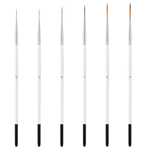 Schlepperpinsel Set, 6 Stück Feine Pinsel,(#3/0|#2/0|#0|#1|#2|#3)Feine Modellbau Pinsel, Malen Nach Zahlen Pinselset, Klein Dünnepinsel, Haarpinsel für Acrylmalerei, Nagel-Detailmalerei, Aquarell, Öl von Bruislard