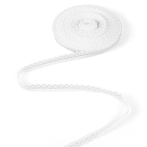 Weißes Spitzenband mit Spitzenbesatz, 1 cm, 9,1 m, Vintage-Bänder, Stoff, dekorativ für Kleidung, Nähen, Vorhang, dekoratives Band, Braut, Hochzeit, Dekoration, DIY, Nähen, Handwerk, Hochzeitsbedarf von Bruislard
