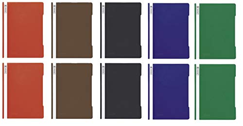 10 Brunnen Schnellhefter A4 farbig sortiert PP-Folie glasklares Deckblatt (Dark Edition) von Brunnen