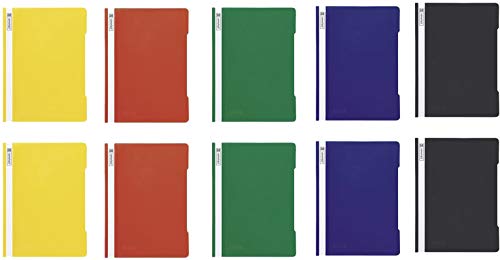 10 Brunnen Schnellhefter A4 farbig sortiert PP-Folie glasklares Deckblatt (Grundfarben 10er) von Brunnen