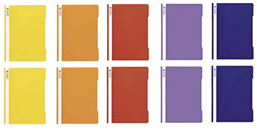 10 Brunnen Schnellhefter A4 farbig sortiert PP-Folie glasklares Deckblatt (Rainbow Edition) von BRUNNEN