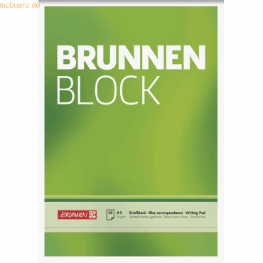 10 x Brunnen Briefblock Brunnen A5 70g/qm blanko 50 Blatt von Brunnen