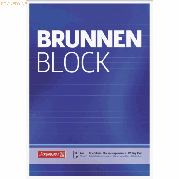 10 x Brunnen Briefblock Brunnenblock A4 70g/qm liniert 2-fach gelocht von Brunnen