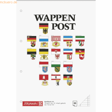 10 x Brunnen Briefblock Wappen A4 70g/qm Lineatur 37 4-fach gelocht 50 10 x Brunnen Briefblock Wappen A4 70g/qm Lineatur 37 4-fach gelocht 50 von Brunnen