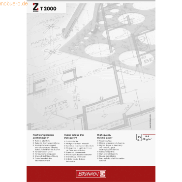 10 x Brunnen Entwurfblock Zanders T2000 A4 60g/qm 25 Blatt von Brunnen