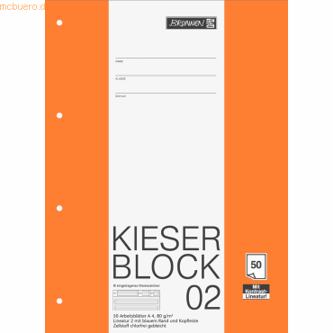 10 x Brunnen Kieser-Block A4 80g/qm Lineatur 2 50 Blatt von Brunnen