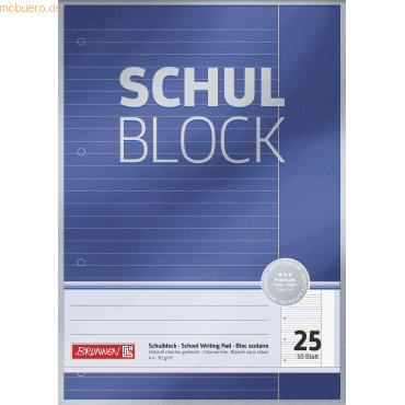 10 x Brunnen Schulblock Premium A4 90g/qm 50 Blatt Lineatur 25 von Brunnen