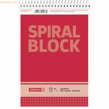 10 x Brunnen Spiralnotizblock A5 kariert 50 Blatt 10 x Brunnen Spiralnotizblock A5 kariert 50 Blatt von Brunnen