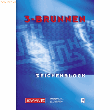 10 x Brunnen Zeichenblock A3 120g/qm 10 Blatt Einsteckecken von Brunnen