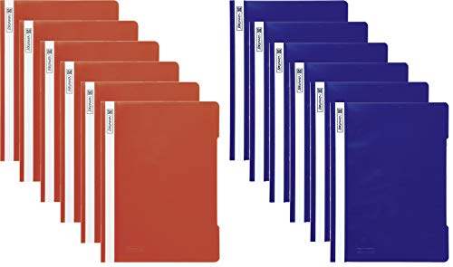 12 Brunnen Schnellhefter A4 blau/rot PP-Folie glasklares Deckblatt von BRUNNEN