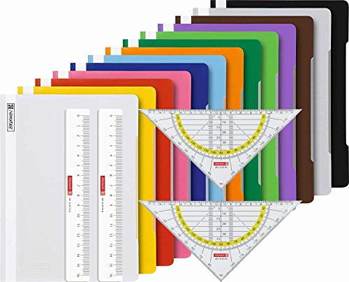 12 Brunnen Schnellhefter A4 farbig sortiert PP-Folie glasklares Deckblatt (12 Farben) (Clever Geo) von BRUNNEN