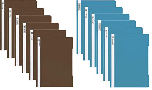 12 Brunnen Schnellhefter A4 türkis/braun PP-Folie glasklares Deckblatt von BRUNNEN