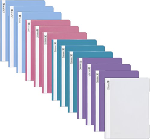 13 Brunnen Schnellhefter A4 farbig sortiert PP-Folie glasklares Deckblatt [ Pastell Edition ] von BRUNNEN