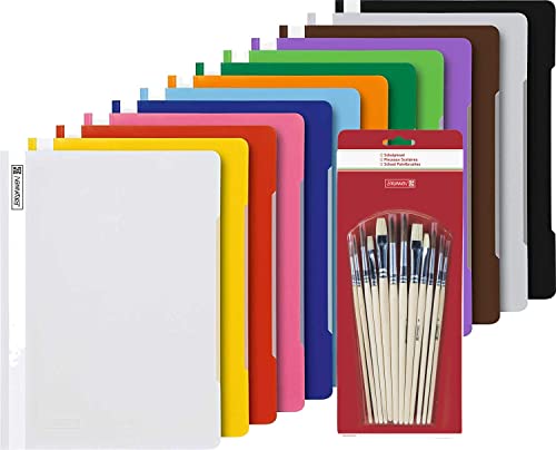14 Brunnen Schnellhefter A4 farbig sortiert PP-Folie glasklares Deckblatt (14 Farben) + Pinsel von Brunnen