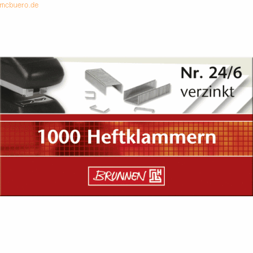 20 x Brunnen Heftklammern 24/6 verzinkt VE=1000 Stück von Brunnen