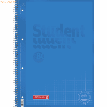 5 x Brunnen Collegeblock Student A4 90g/qm 80 Blatt Lineatur 28 azur von Brunnen