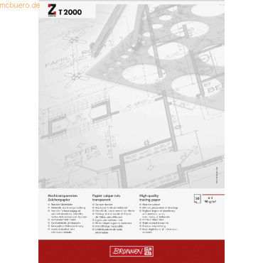 5 x Brunnen Entwurfblock Zanders T2000 A3 90g/qm 50 Blatt von Brunnen