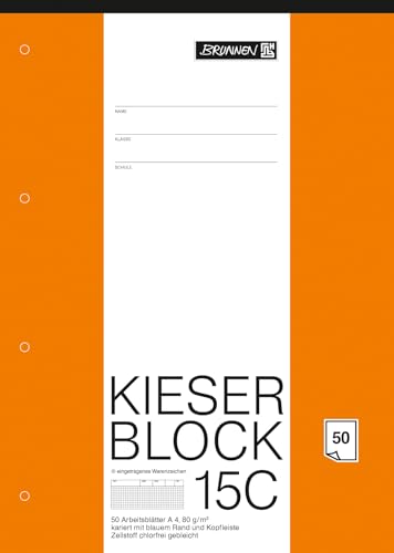 Arbeitsblock Kieser Lin 15 A4/50 chlorfrei 5 mm kariert Arbeitsblock Kieser Lin 15 A4/50 chlorfrei 5 mm kariert von BRUNNEN
