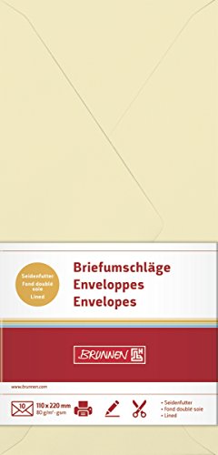 BRUNNEN 105125111 Briefumschlag (DIN lang, 110 x 220 mm, gummiert, Papier, 80 g/qm, 10 Umschläge) chamois von BRUNNEN