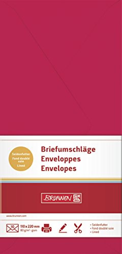 BRUNNEN 105125124 Briefumschlag (DIN lang, 110 x 220 mm, gummiert, Papier, 80 g/qm, 10 Umschläge) mittelrot von BRUNNEN