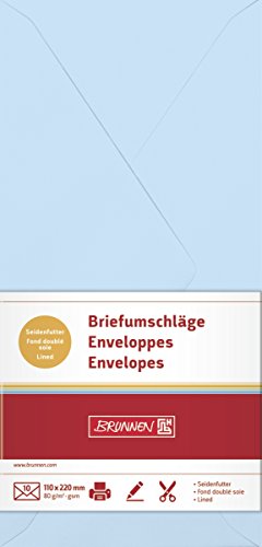 BRUNNEN 105125132 Briefumschlag (DIN lang, 110 x 220 mm, gummiert, Papier, 80 g/qm, 10 Umschläge) hellblau von BRUNNEN