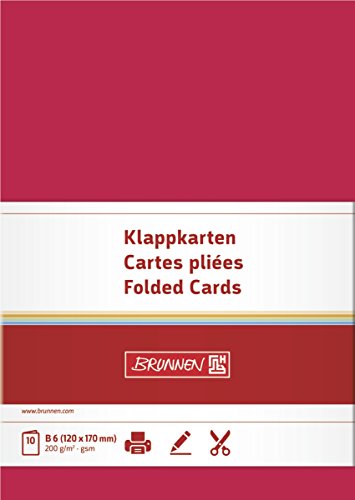 BRUNNEN 105125524 Brief-/Falt-/Visitenkarte (unbedruckt Doppelkarte, B6 120 x 170 mm, 200 g/qm, 1 Stück) mittelrot von BRUNNEN