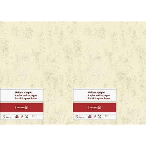 BRUNNEN 105141111 Universalpapier/Multifunktionspapier Marmor (A4, 120 g/m², 35 Blatt, marmoriert) chamois (Packung mit 2) von Brunnen