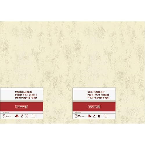 BRUNNEN 105141111 Universalpapier/Multifunktionspapier Marmor (A4, 120 g/m², 35 Blatt, marmoriert) chamois (Packung mit 2) von BRUNNEN