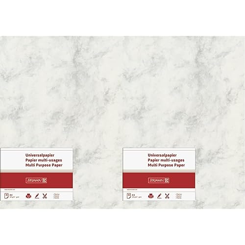 BRUNNEN 105141180 Universalpapier/Multifunktionspapier Marmor (A4, 120 g/m², 35 Blatt, marmoriert) grau (Packung mit 2) von BRUNNEN