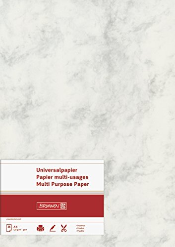BRUNNEN 105141180 Universalpapier / Multifunktionspapier Marmor (A4, 120 g/m², 35 Blatt, marmoriert) grau von Brunnen