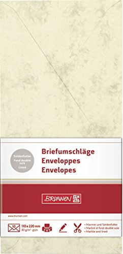 BRUNNEN 105141311 Briefumschlag Briefhülle (DIN-Lang, 110 x 220 mm, gummiert, 10 Stück) chamois von Brunnen