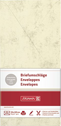 BRUNNEN 105141311 Briefumschlag Briefhülle (DIN-Lang, 110 x 220 mm, gummiert, 10 Stück) chamois von BRUNNEN