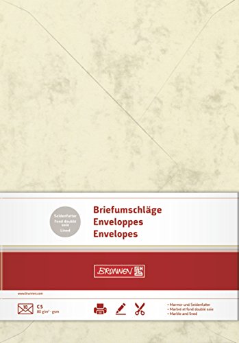 BRUNNEN 105141611 Briefhülle (C5, 225 x 157 mm, gummiert, 80 g/qm, 10 Stück) chamois von BRUNNEN
