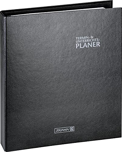 BRUNNEN 1075765902 Ringbuch-Kalender mit Einlage (Lehrerkalender/Termin- & Unterrichtsplaner) 2021/2022, 2 Seiten = 1 Woche, Überformat A4: ca. 28 x 31,5 cm, Baladek-Einband schwarz von BRUNNEN
