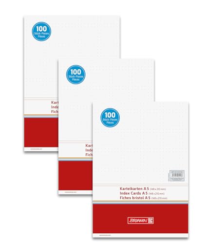 BRUNNEN KARTEIKARTEN A5 dotted 3er Pack von BRUNNEN