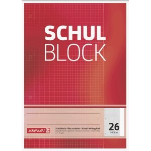 Brunnen 10 x Schulblock A4 kariert Lineatur 26 4-fach gelocht 50 Blatt von Brunnen