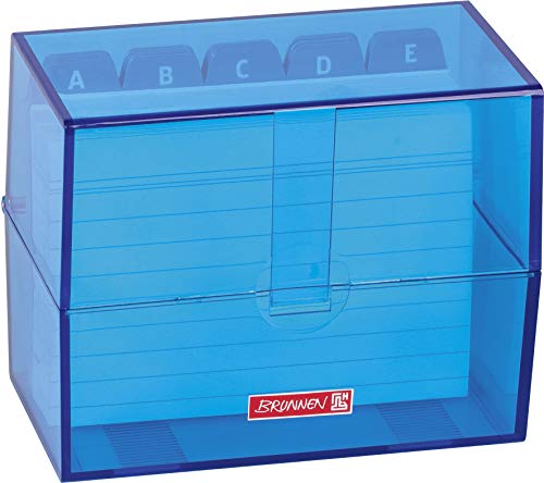 Brunnen 102057033 Karteikasten, 12 x 9, 5 x 6, 5 cm (für A7 Karteikarten), Polystyrol, azur, Colour Code von BRUNNEN
