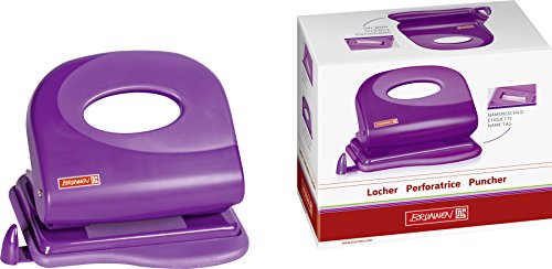 Brunnen 102062760 Locher Colour Code (ausziehbare Anschlagschiene, zum Lochen von bis zu 20 Blatt) violett / purple von BRUNNEN