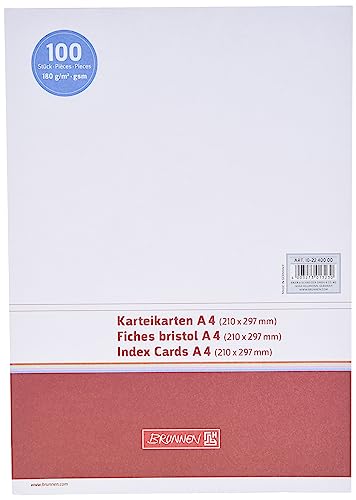 Brunnen 102240000 Karteikarte (A4 unliniert, 100 Stück, eingeschweißt) weiß von BRUNNEN