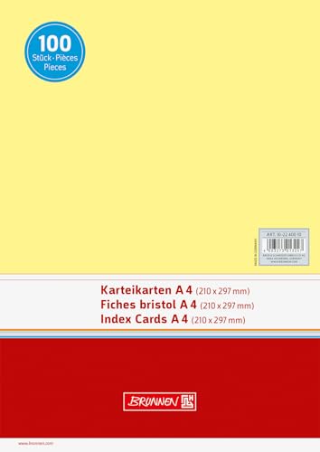 Brunnen 102240010 Karteikarte (A4 unliniert, 100 Stück, eingeschweißt) gelb von BRUNNEN
